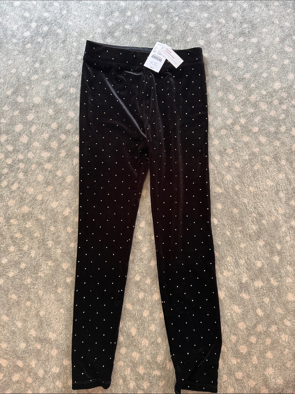Crewcuts Black Velvet Leggings with Silver Dot Accents